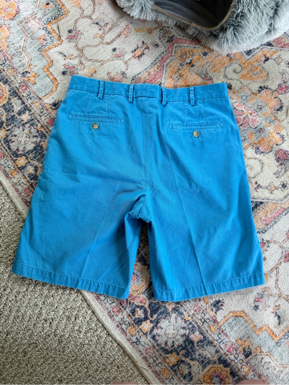 Peter Millar Turquoise Flat-Front Cotton Shorts - Picture 5 of 6
